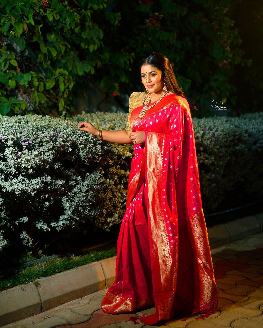 Malayalam Actress Poorna Stills in Red Saree